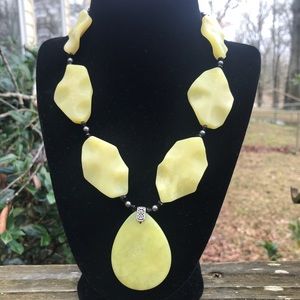 $30 Chartreuse stone necklace & earrings